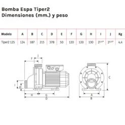 Bomba Espa Tiper Hidromasaje Y Spa -Piscinas Serie Tienda bomba espa tiper2 dimensiones peso 2 1