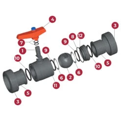 Válvula De Bola Standard PVC Teflón - FPM Roscar -Piscinas Serie Tienda despiece valvula bola cepex standard pvc teflon fpm encolar 1 1