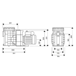 Bomba De Filtración BWT Eurostar II Monofásico -Piscinas Serie Tienda medidas bomba eurostar ii 1 1