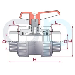 Válvula De Bola Standard PVC Teflón FPM Encolar -Piscinas Serie Tienda medidas valvula bola cepex standard pvc teflon fpm encolar 1