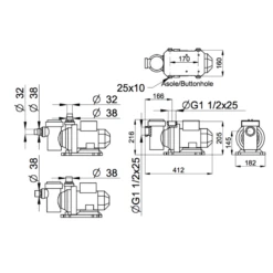 Bomba De Filtración BWT WP -Piscinas Serie Tienda medidas wp 7000