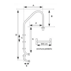 Escalera Pasamanos Estandar Para Piscina PQS -Piscinas Serie Tienda plano dimensiones escalera estandar